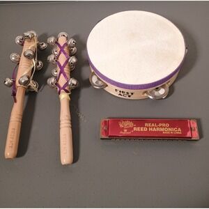 1st Act Instrument Set Kids Good Tambourine Jingle Sticks Harmonica